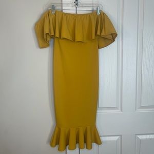 Yellow off shoulder dress
